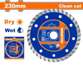 Deimantinis pjovimo diskas WADFOW, Turbo, sausam/šlapiam pjovimui, 230x22.2 mm, segmento plotis 7,5 mm, WDC3K05