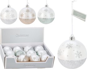 Eglutės žaisliukas, 3 skirtingos sp., su blizgučiais, skersmuo 8 cm