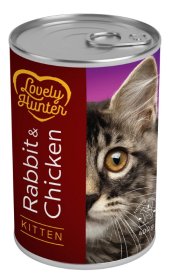 Konservuotas kačių ėdalas LOVELY HUNTER Kitten, jaunoms katėms, su triušiena ir vištiena, 0,4kg