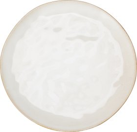 Lėkštė, akmens masės, kreminės sp. su parudavusiu apvadu, skersmuo 27,8 cm