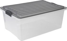 Daiktadėžė ROTHO Compact A3, skaidri, su pilku dangčiu, 38 l 