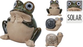 Sodo dekoracija SODO GYVŪNAI, porcialianinė, šviečiančiomis akimis, 3 skirtingi dizainai, 12,5 x 8,5 x 12 cm.