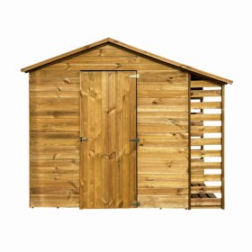 Medinis sodo sandėliukas su malkų pastoge 4IQ, 249 x 202 x 221 cm