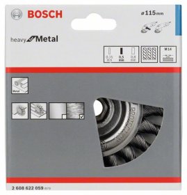 Vielinis šlifavimo diskas BOSCH, pinta viela, iš 115 plieno 115 mm, 0,5 mm, 12 mm, M14