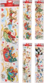 Kalėdiniai langų lipdukai, 4 skirtingi dizainai, 64 x 15 cm