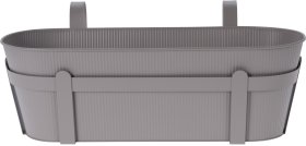 Metalinis lauko vazonas, ovalus, su pakabinamu laikikliu, tamsiai pilkos sp., 36,5 x 14,5 x 13 cm.