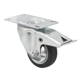 Pasukamas ratukas WALTECO, d-80 mm, su plokštele, su stabdžiu, apkrova 50 kg