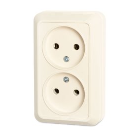 Kištukinis lizdas ORRO MZ-14, 2 vietų, paviršinis, be įž., kreminės sp., 16A 250 V, A550320015