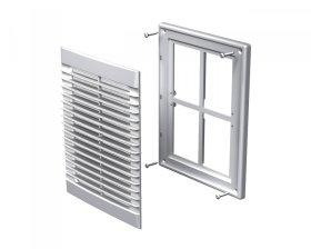 Ventiliacinės grotelės VENTS D18025/MV126-S, 180 x 250, tvirtinamos, plastikinės, baltos spalvos