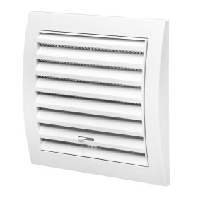 Ventiliacinės grotelės EUROPLAST N10R, 148 x 153, plastikinės, su užsklanda, baltos spalvos