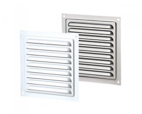 Ventiliacinės grotelės VENTS MVM200S, d200, su tinkleliu, lauko, metalinės, baltos spalvos
