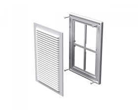 Ventiliacinės grotelės VENTS MV125S, 182 x 251, su tvirtinimo varžtu, plastikinės, baltos spalvos