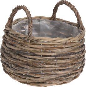 Lauko vazonas, pintas, su rankenomis, tamsiai rudos sp., 27 x 27 x 20 cm.