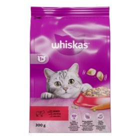 Sausas kačių ėdalas WHISKAS Adult, visavertis pašaras su jautiena, 300 g
