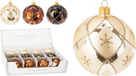 Eglutės žaisliukas, stiklas, 3 skirtingos sp., skersmuo 8 cm