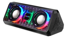 Kolonėlė STREETZ S320-BLK, 10 W, Bluetooth 5.3 su 10 m nuotoliu, permatoma, su TWS ir LED šviesos efektais