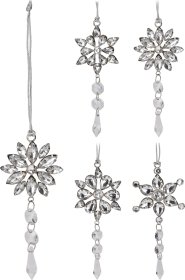 Eglutės žaisliukas, metalinis su akmenukais, 4 skirtingi dizainai, sidabrinės sp., 13 x 5 x 1 cm