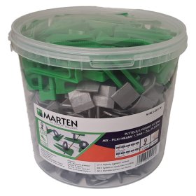 Plytelių išlyginimo sistema MARTEN, komplekte inkarų (1,5 mm) 300 vnt., pleištų (7-15 mm) 100 vnt.