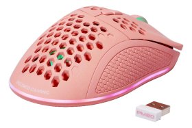 Belaidė žaidimų pelė DELTACO GAMING PM80, 70g svorio, RGB, SPCP6651, 400-4800 DPI, 1000 Hz, rožinės sp., GAM-120-P