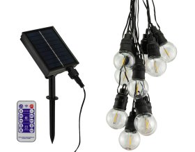 Girlianda su saulės elementais V-TAC VT-70512, veikimo laikas iki 10val. 12 m ilgio, 10 lempučių, 8 šviesos rėžimai