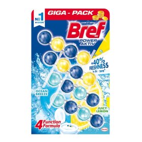 WC valiklis - gaiviklis BREF Power Aktiv Lemon Ocean, 4 x 50 g