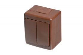 Jungiklis PAWBOL Beta, 2 klavišų, paviršinis, IP44, rudos sp., D.3210W2