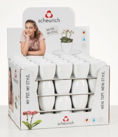 Kambarinis keraminis vazonas SCHEURICH ALASKA (920/07), baltos sp., skersmuo 7 cm.