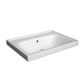 Praustuvas DEFRA Frame 60, 60 x 45 x 15 cm., įleidžiamas, keraminis, baltas, tinka SENSO D60 spintelėms, 4092