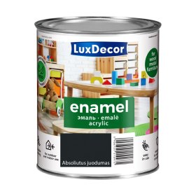Universali akrilinė emalė LUXDECOR, 0,75 l, (03) absoliutaus juodumo spalvos, matinis, vandens pagrindu