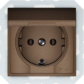Kištukinis lizdas VILMA Qr1000 Rp16-003-02, 1 vietos, įleidžiamas, su įž., IP44, mocha sp.