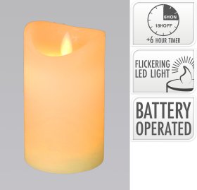 LED žvakė, 7,5 x 7,5 x 12,5 cm, be baterijų