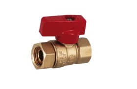 Rutulinis ventilis GENERAL FITTINGS Mini, 15mm, vidus/vidus, su laisva veržle, tr.raudona rank.