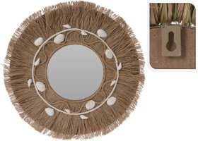 Veidrodis, dekoruotas džiovintomis žolėmis, skersmuo 45 cm