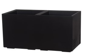 Plastikinis lauko vazonas 4LIVING Karo Beton, juodos sp., su įmontuojamais ratukais, 40 x 40 x 80 cm.