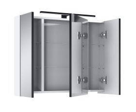 Vonios spintelė ELITA Mirror Cabinet 80, 18,8 x 80 x 64,7 cm, viršutinė, pakabinama, veidrodis,  balta/juoda, LED, 3D, 167676