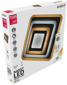 Lubinis LED šviestuvas AVIDE Nansy At-3840, 82W, 200-265 V, 5000 K, 6490 lm, IP20, su pultu, dimeriuojamas, 520 x 66 mm