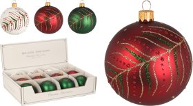 Eglutės žaisliukas, baltos, raudonos arba žalios sp., lapų dizaino, 1 vnt., 80 mm