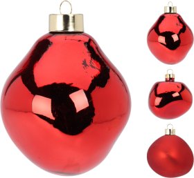 Eglutės žaisliukas, 3 skirtingi dizainai, matinis/blizgus, raudonos sp., aukštis 6 cm