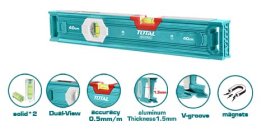 Magnetinis gulsčiukas TOTAL, 40 cm, 2 akutės, aliumininis korpusas, TMT24056