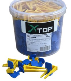 Plytelių išlyginimo sistema XTOP, 1 mm, inkarų 300 vnt, pleištų 50 vnt., plytelių aukštis 5-14mm 