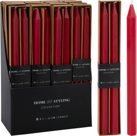 Vakarienės žvakių rinkinys, 2 vnt., ilgis 27 cm, raudonos sp.