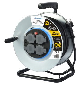 Ilgiklis ritė ELECTRALINE, 4 lizdų, 25 m, su iž., 3 x 2,5 H07RN-F, IP44, 49045