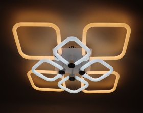 Pakabinamas LED šviestuvas BALTIK GAISMA Prd-C 0534S-4+4, 2 x 144 W, 230 V, 2700+6400K/4200K/6400+2700K, su infrared pultu, 610 x 610 x 130 mm