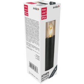 Lauko pastatomas šviestuvas AVIDE Athen, 1xE27, 300 mm, IP54, aliuminis juodos sp.