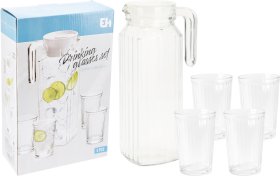 Ąsočio ir stiklinių rinkinys, 5 dalys, stiklas