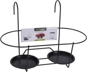 Metalinis lauko vazonų laikiklis, pakabinamas, juodos sp., 39 x 29,5 x 26,5 cm.