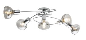 Pakabinamas šviestuvas GLOBO Lothar, E14, 5 x 40W, 230V, chromo spalvos, dūmų spalvos stiklas, 624 x 300 x 180 mm, 54921-5