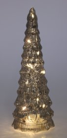 Stiklinė statulėlė Eglė, šviečianti, žalios sp., 95 x 95 x 245 mm