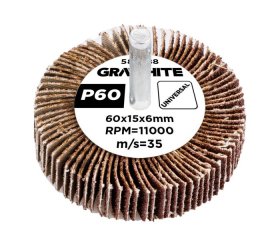 Žiedlapinis šlifavimo cilindras GRAPHITE, 60 x 15 x 6 mm, P60