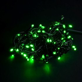 Šviečianti girlianda SUNLUX O10, 100 LED su plonu laidu, 10 m., žalia spalva, IP44, tinka naudoti lauke, 1A 10M-6